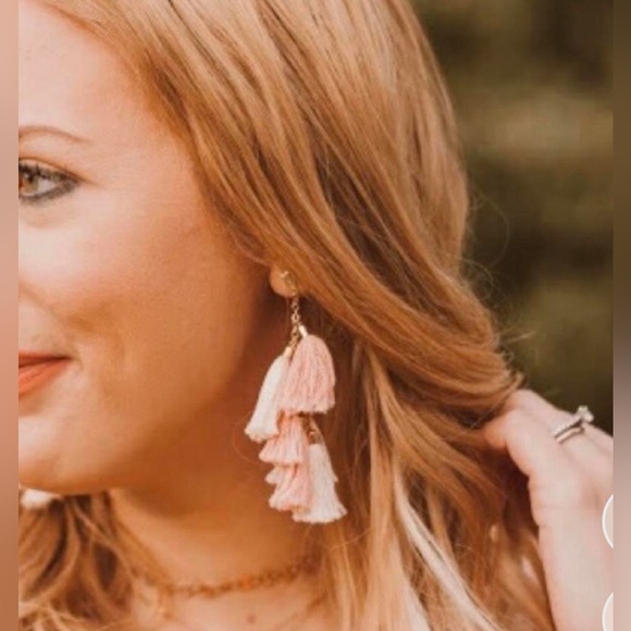 Ettika Daydreamer Tassel Earrings In Peach And Gold - Picture 4 of 4